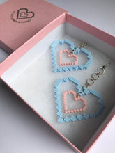 Blue Pixel Heart Earrings / Cara Lowe
